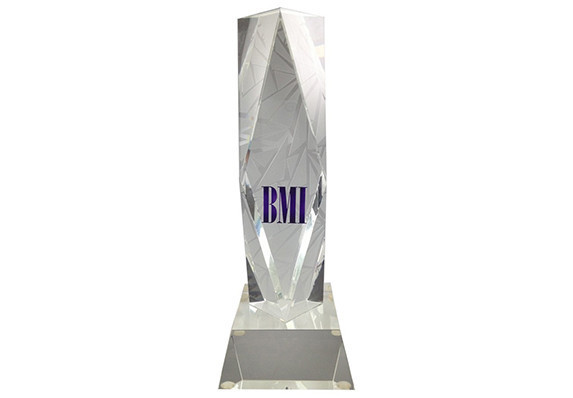 Custom crystal award with etching and etched logo branded