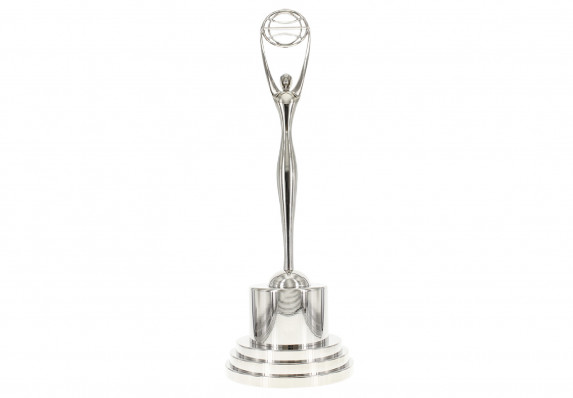 Massive 2 foot tall version of the famous advertising award in polished chrome.