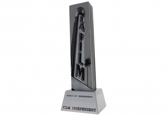Tall metal column with enamel-accented grooves and screen-printed image mounted on metal base. Includes colorfill personalization.
