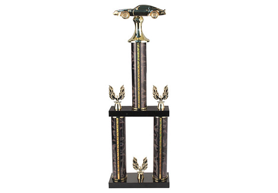 Snowboarding Amateur Competition - custom car and birds on tiered marble bases