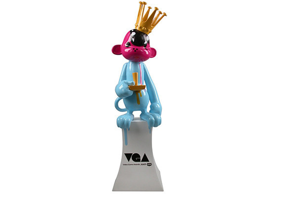 Cast resin trophy with hand-painted graphics