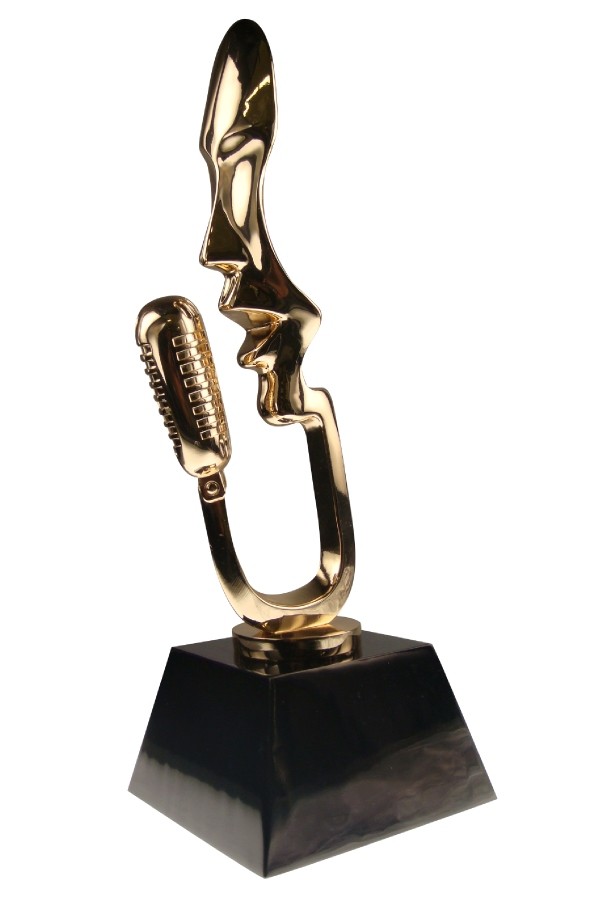 Abstract trophy of singer for music award