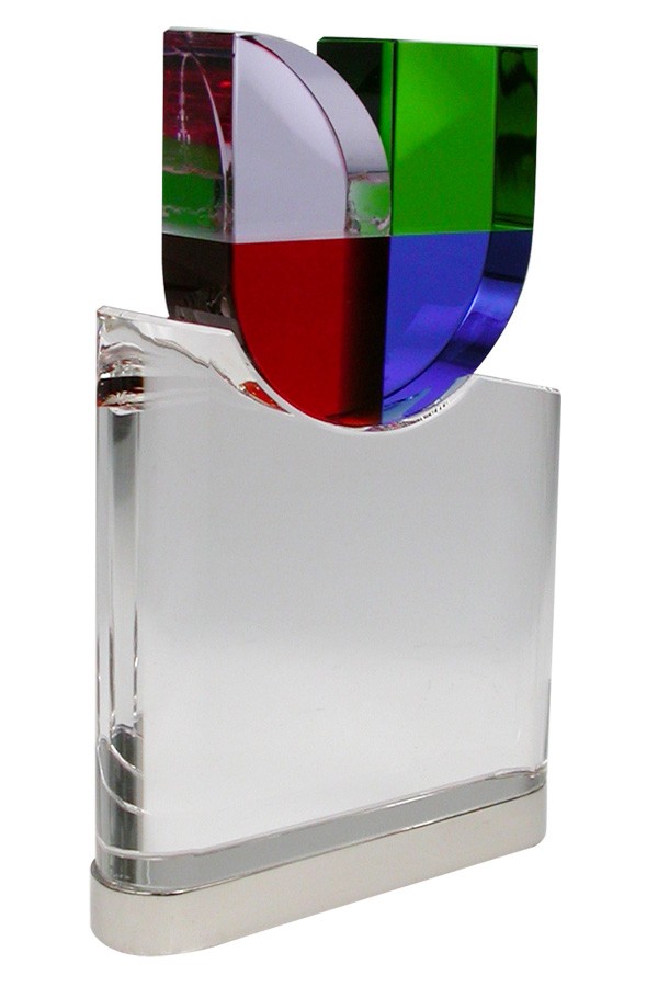 Crystal employee award with company colors