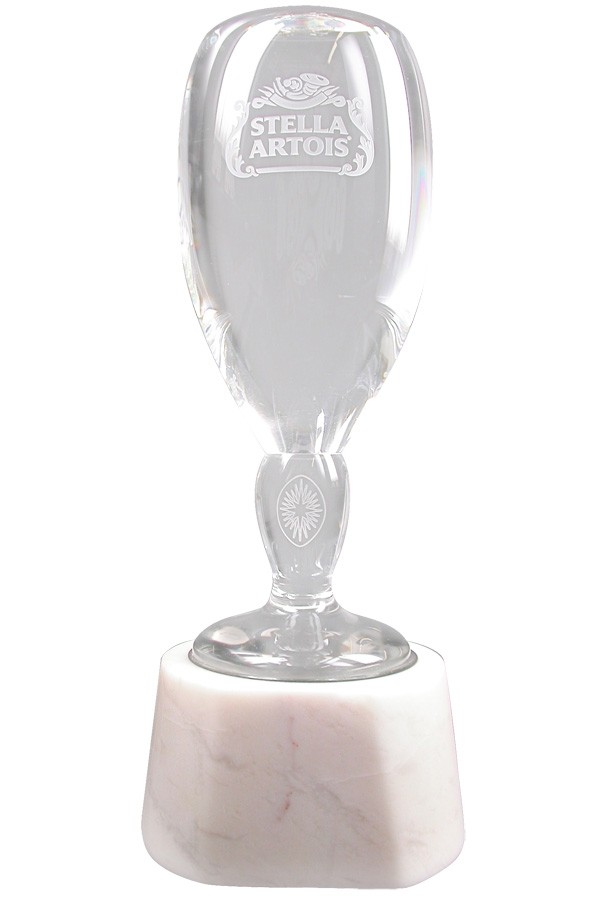 Custom corporate crystal award for a brewing company