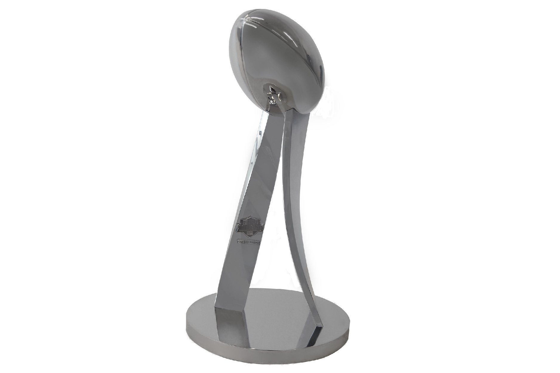 Striking modern football award. Custom designed and diecast metal with exquisite detailing and a superior electroplated finish.