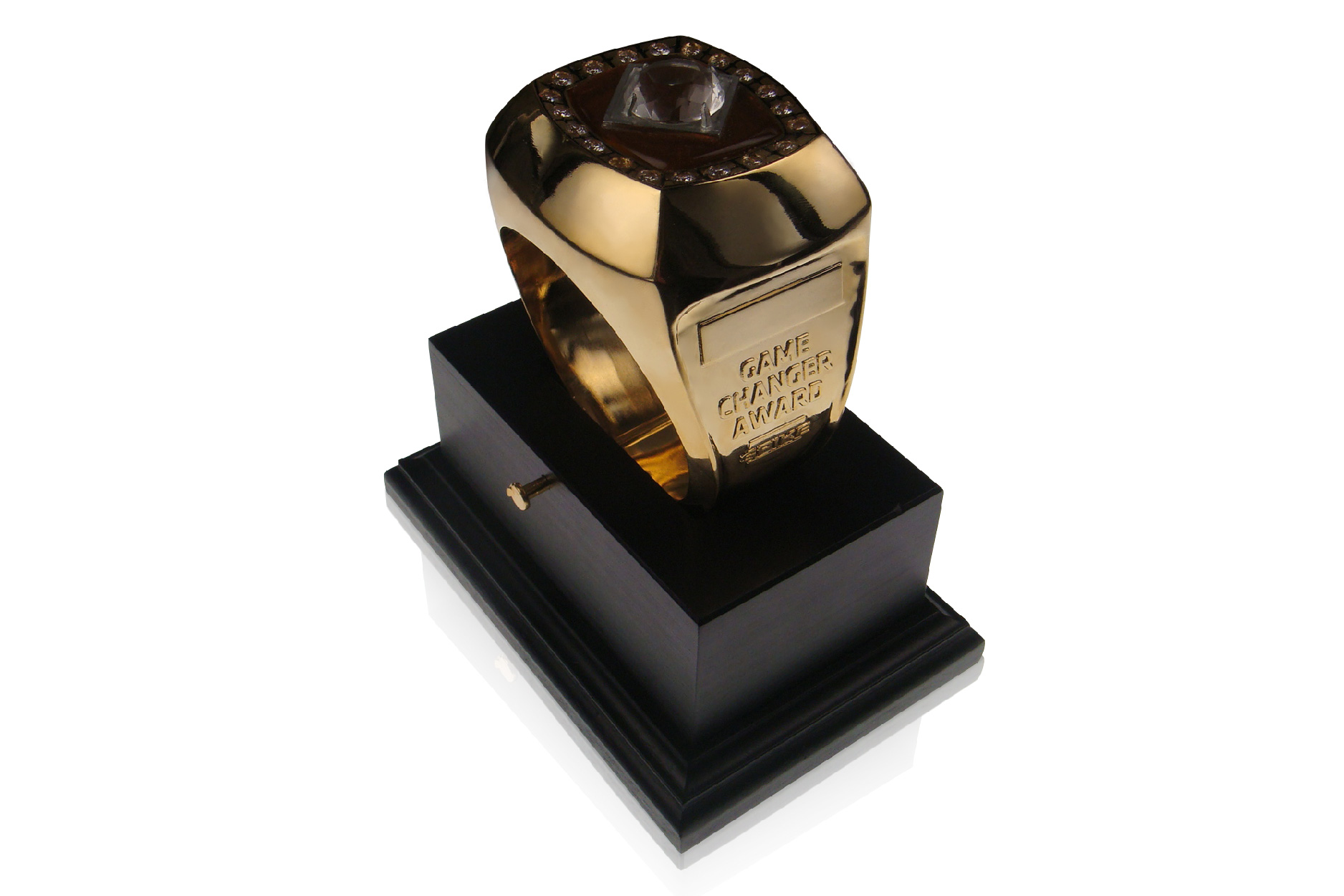 Large gold metal ring award