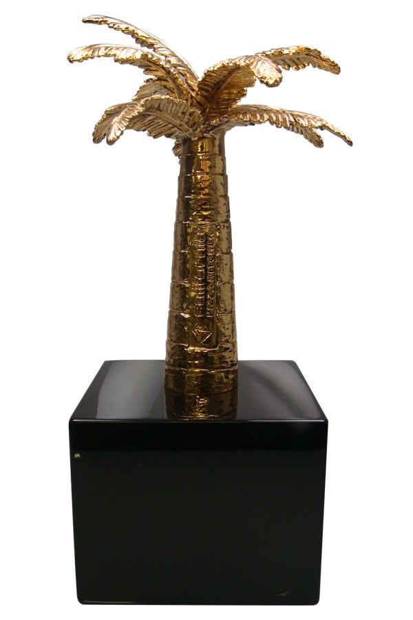 Golden palm tree logo award