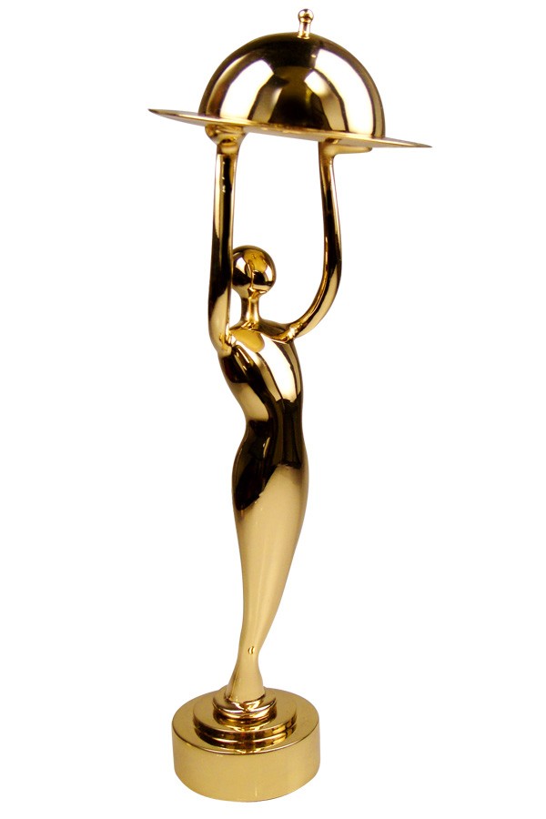 Figure holding a serving dish