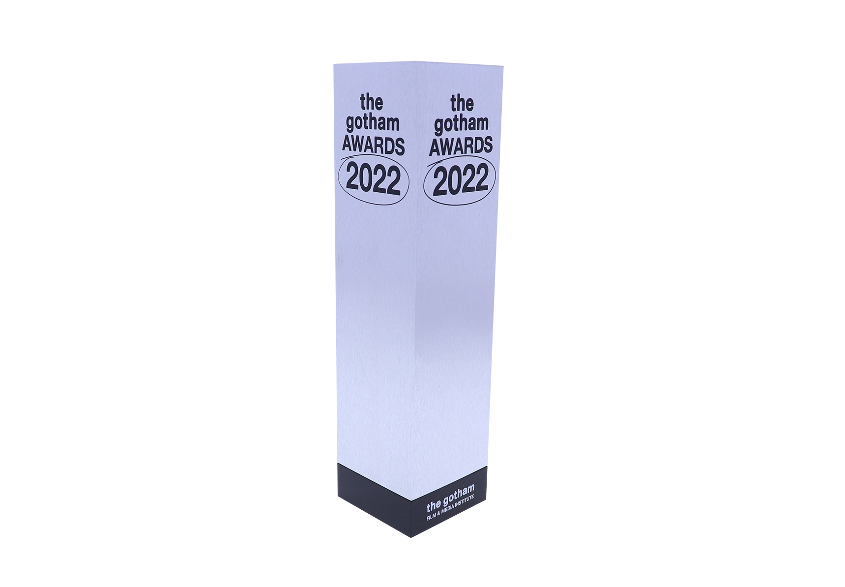 Metal award with printed acrylic text
