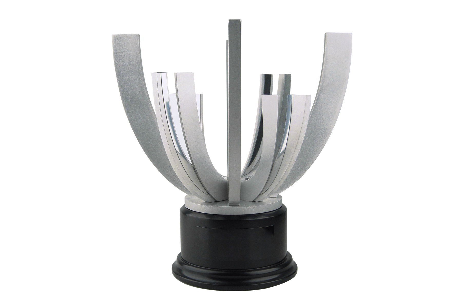 Curved silver pillars atop a black base | Society Awards