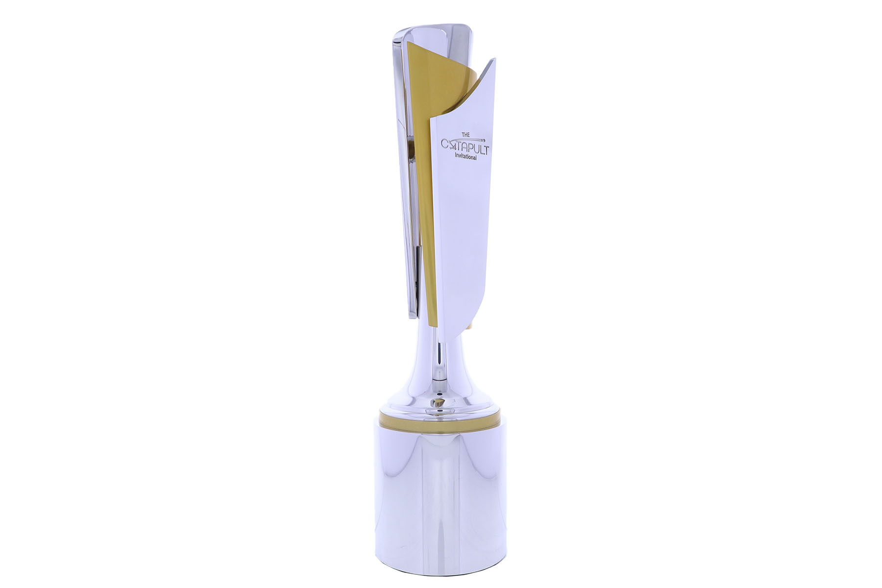 Abstract silver and gold trophy with a silver base | Society Awards