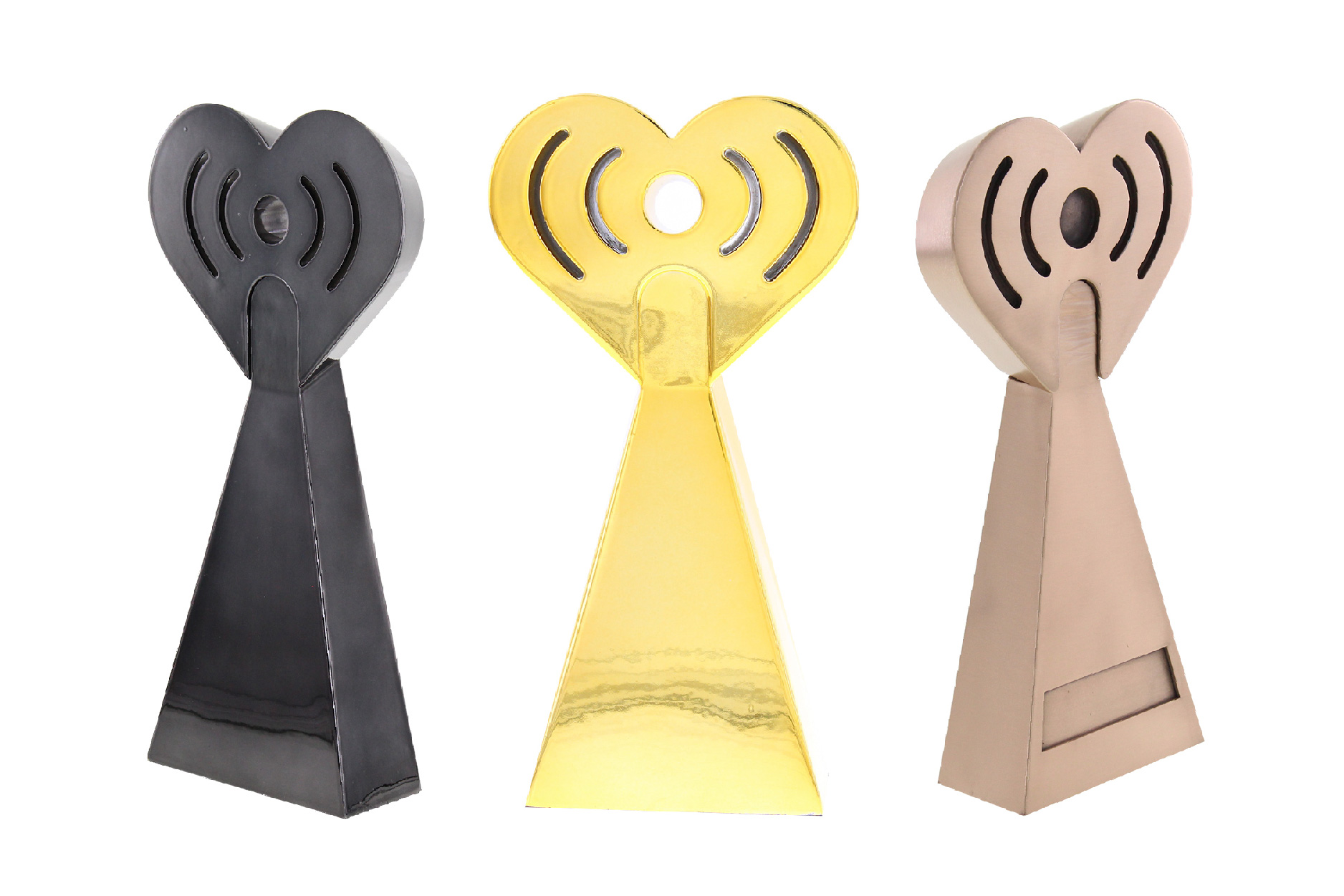 Media corporation trophy in multiple finishes