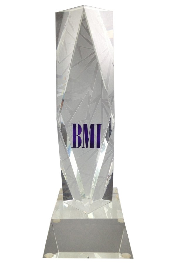 Custom crystal award with etched logo