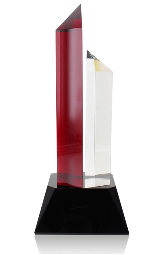 Hexagon Red Clear Award