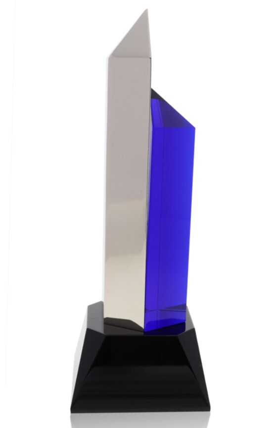 Hexagon Silver Blue Award