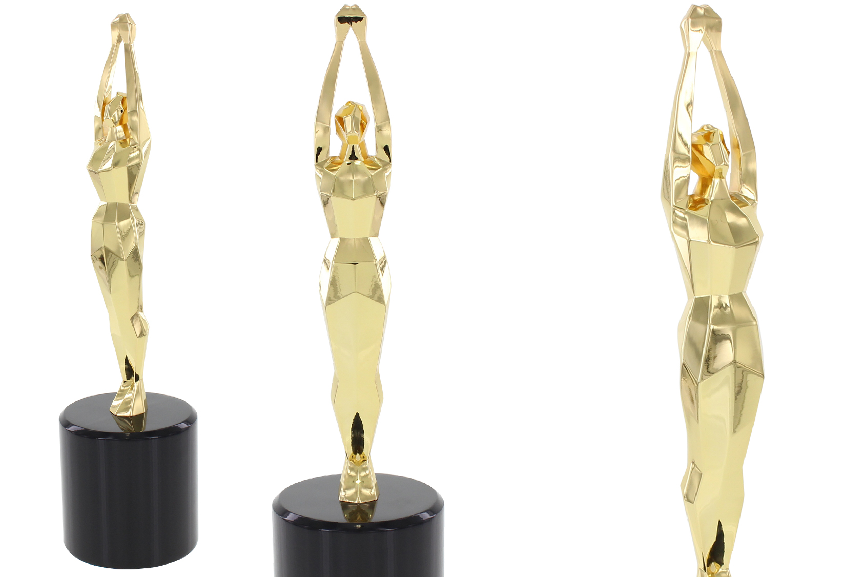 polygon gold trophy statue design from society awards