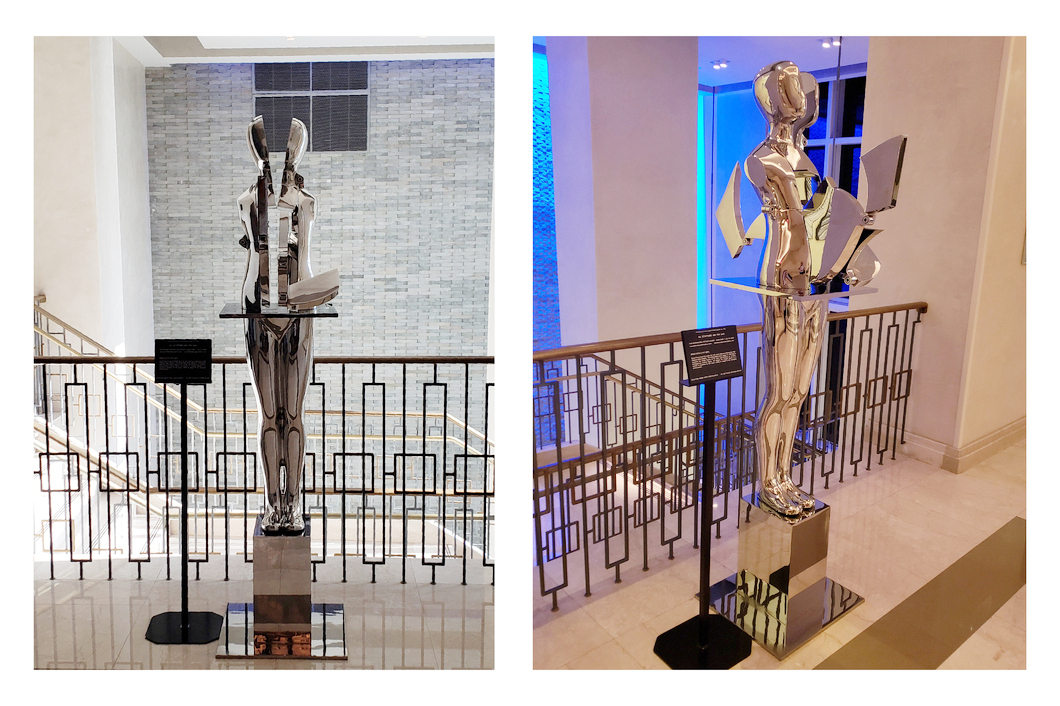 A large Ernest Trova sculpture pictured at the Sponder Gallery