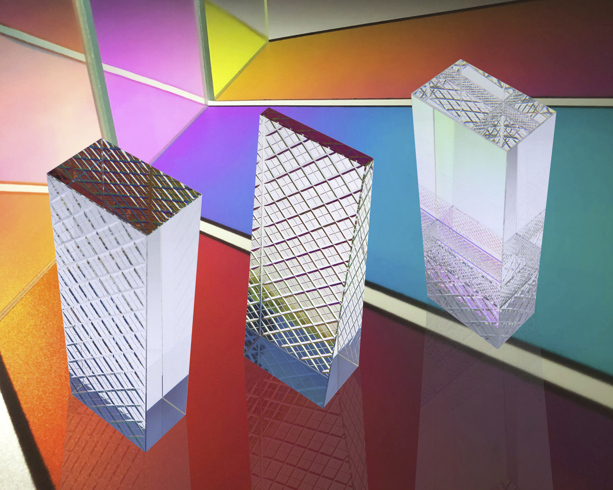 Showcase of the Estate Crystal Block and Wedge awards, with the Manor Crystal Block award