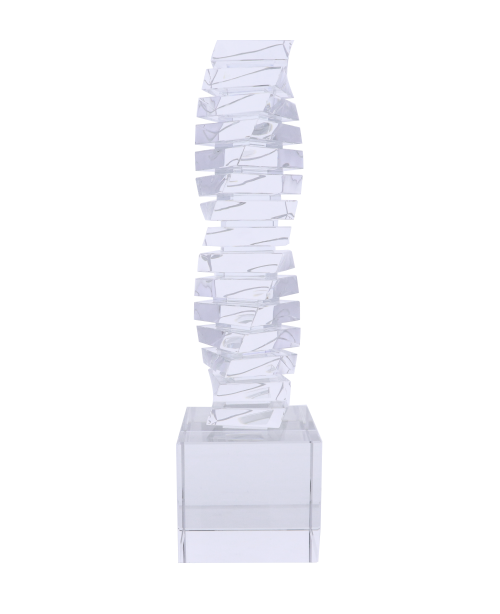 Crystal Twist Tower award on a clear crystal base by Society Awards