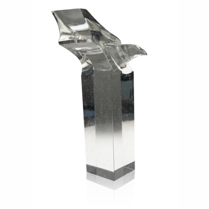 Clear eagle Pate de Verre crystal trophy exclusively at society awards