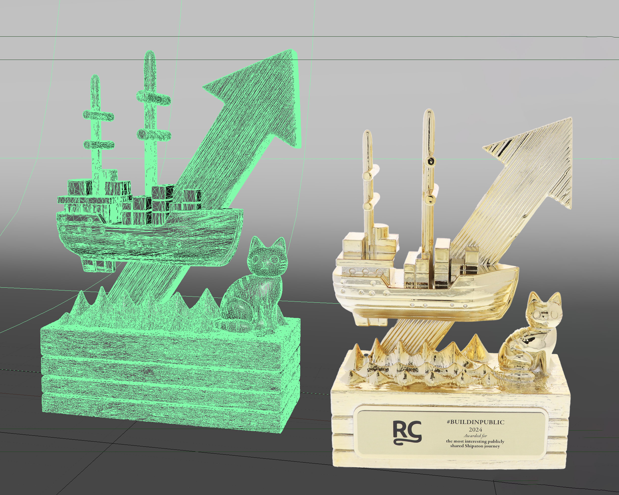 An in-progress design for a custom award project that is being digitally modelled by our in-house 3D Designer