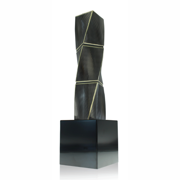 The Limited Edition Twist Texture made of solid block of aluminum with 24k gold accents 
