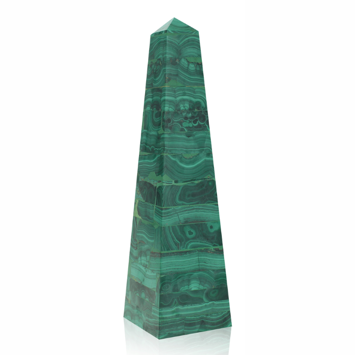 The Limited Edition Malachite Obelisk made from fine gemstone-quality pieces.