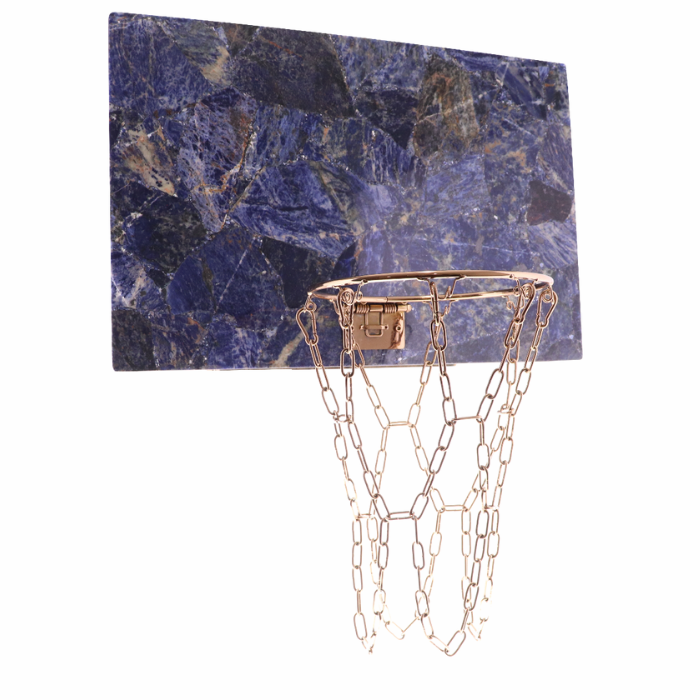 Sodalite Gemstone Basketball Board with Copper and Steel net and rime luxury gift