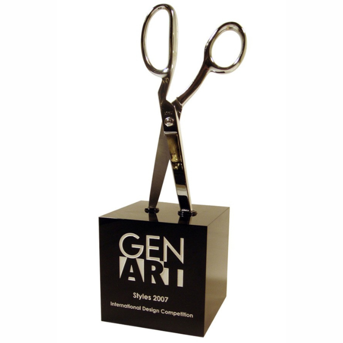 GenArt Custom Scissors trophy with custom etching