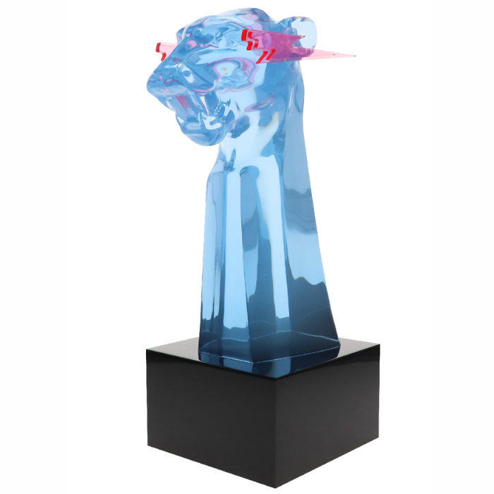 MrBeast 50 million subscriber custom award crafted in high-end Lucite acrylic in a sculptural version of MrBeast's iconic logo.