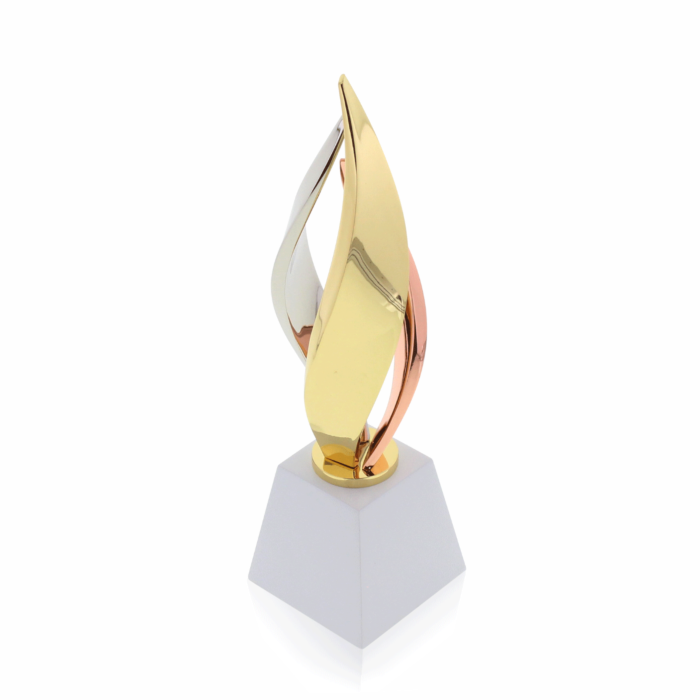 Flames award Multi-Finish Gold Copper Silver Twisting Panels Sculpture Billboard Women in Music