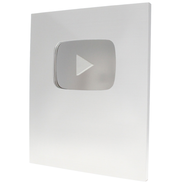 Silver YouTube Creator Award Play Button Plaque 100,000 Subscribers