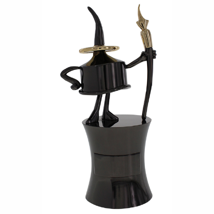 Comic-Con Inkpot Award for drawing - figure with personality in black nickel gunmetal with gold plating