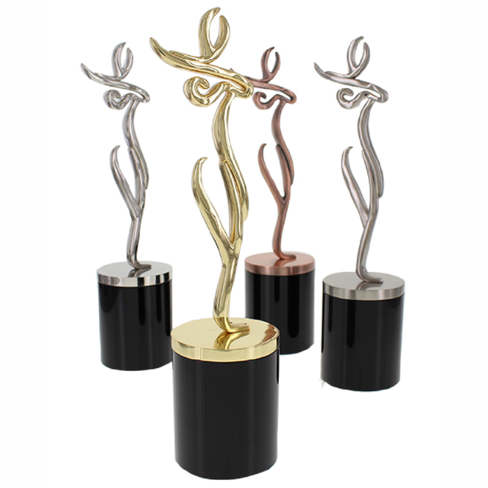 The Creativity International Awards 3D Sculptural figure in gold, silver, bronze, and platnium