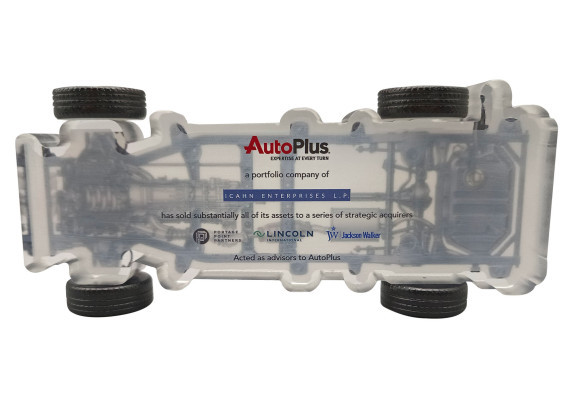 Custom auto deal toy portraying the underside of a car