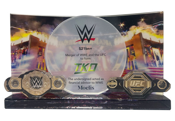 Custom wrestling deal toy with arced glass and wresting belts