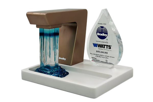 Realistic flowing water deal gift with tombstone on a drip of water