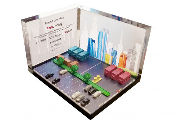 This custom luxury deal gift is crafted with a number of high-end processes. The crystal panels use etching and color printing, the decorative elements are 3D-printed at our high-end US production facility.