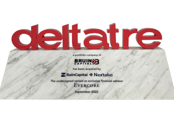 Custom cut red letters on white marble base-front