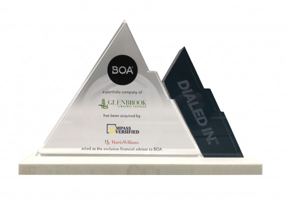 Color printed mountain financial tombstone presented for a financial acquisiton.