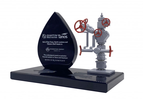 Deal toy design incorporating a Crystal oil drop with direct print besides a 3D model of industrial piping.