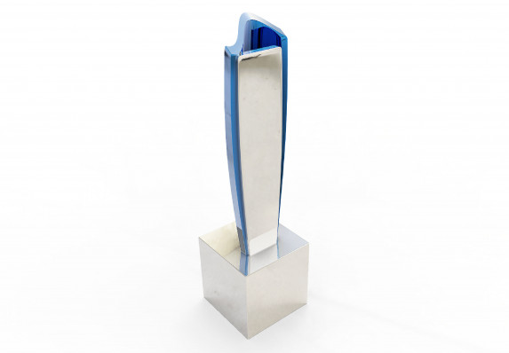 Custom Aluminum and Blue Rising Trophy