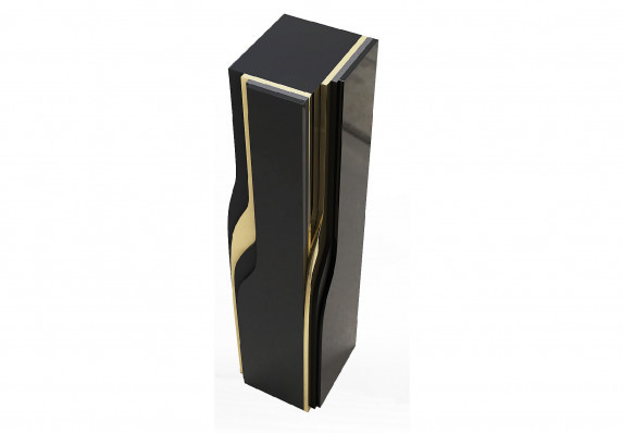 Black column award with gold detailing.