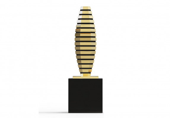 Gold and black hexagonal tower