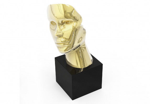 Gold face trophy