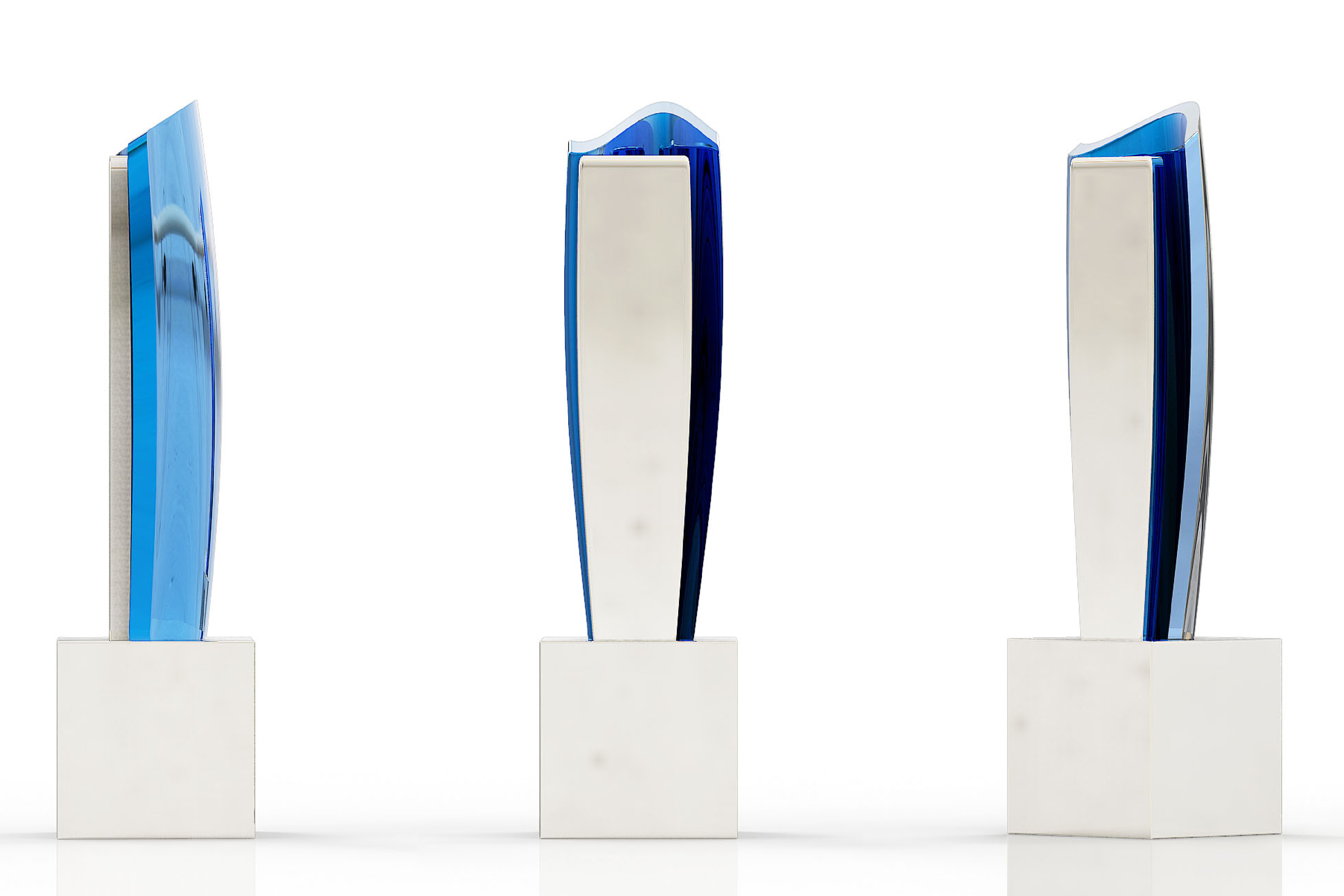 Custom Aluminum and Blue Rising Trophy