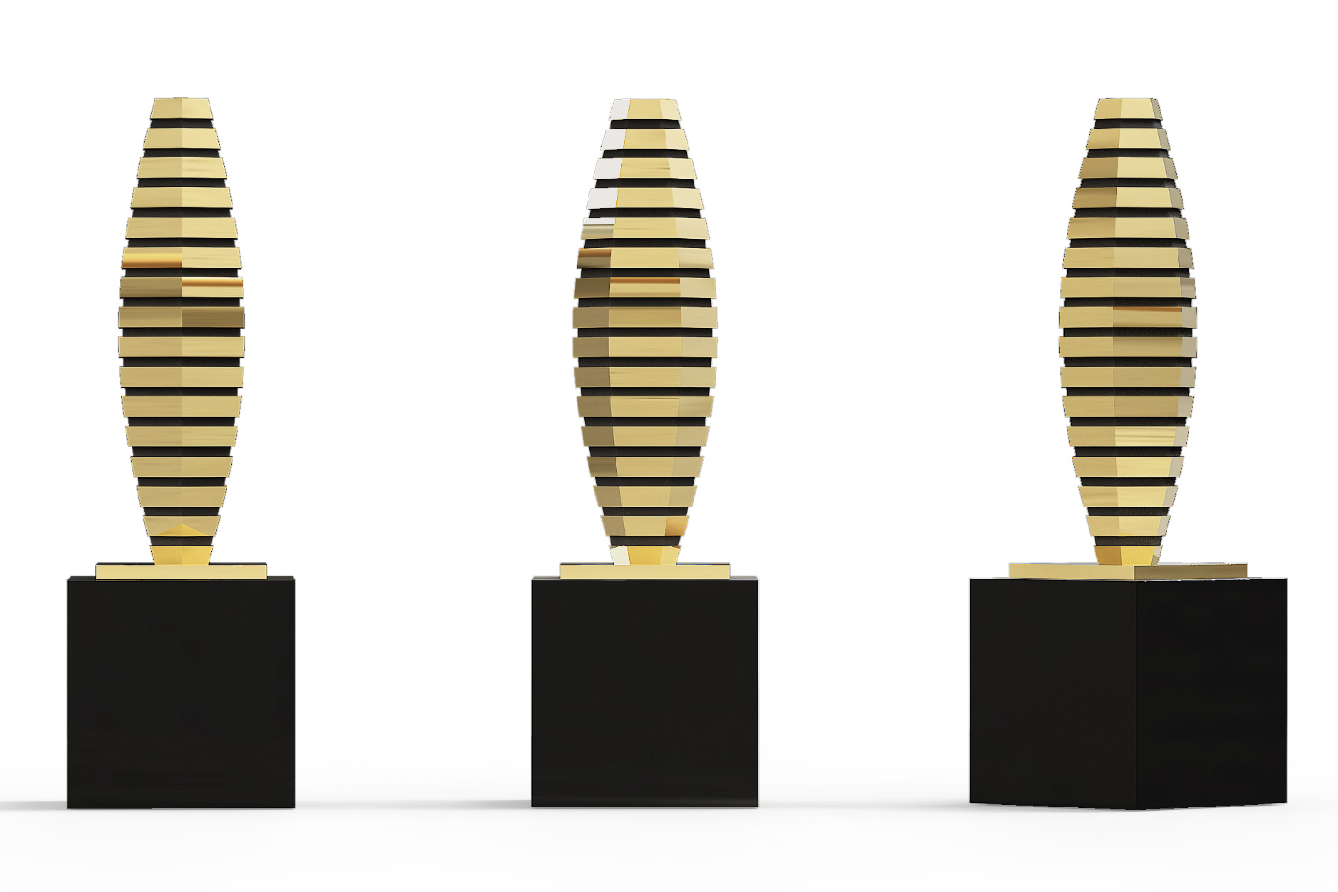 Gold and black hexagonal tower