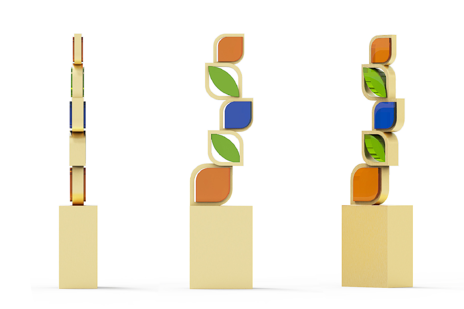 Colorful crystal and gold metal trophy