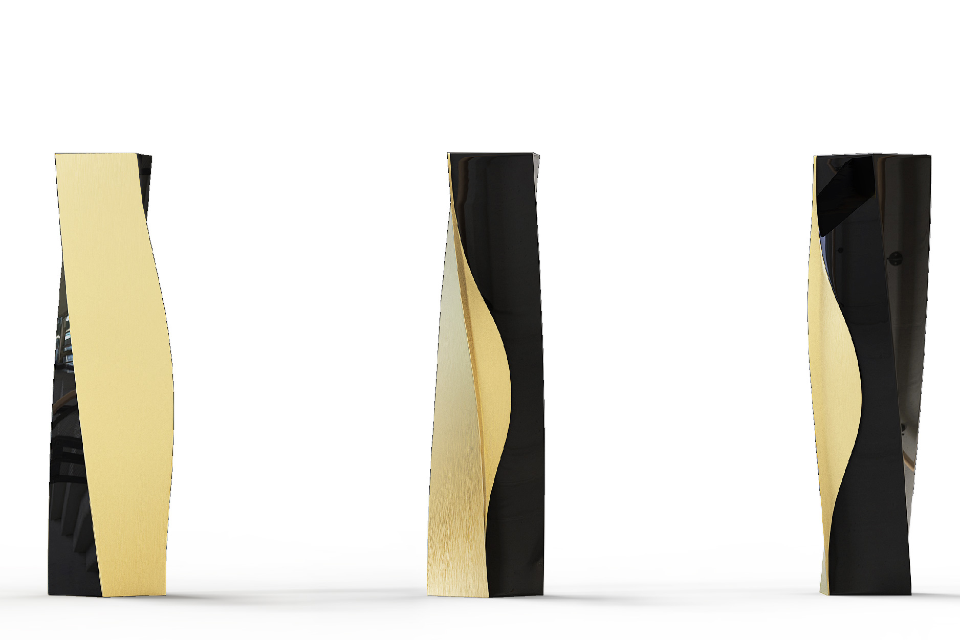 Black and gold column with wavelike appearance