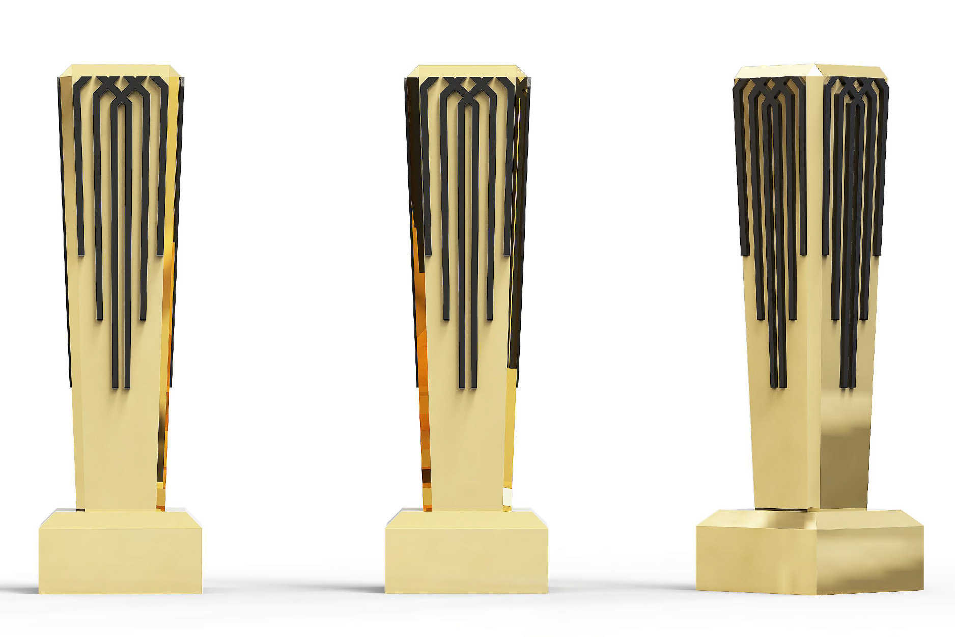 Black and Gold Column Trophy